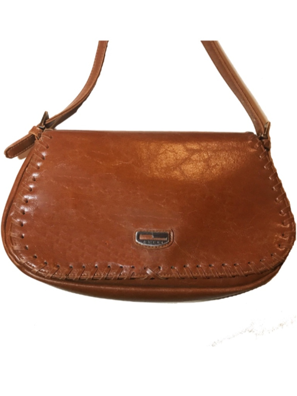 GUESS TAN LEATHER SHOULDER PURSE BAG